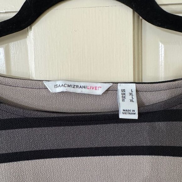 Women’s Isaac Mizrahi Striped Short Sleeve Top L - Picture 3 of 4